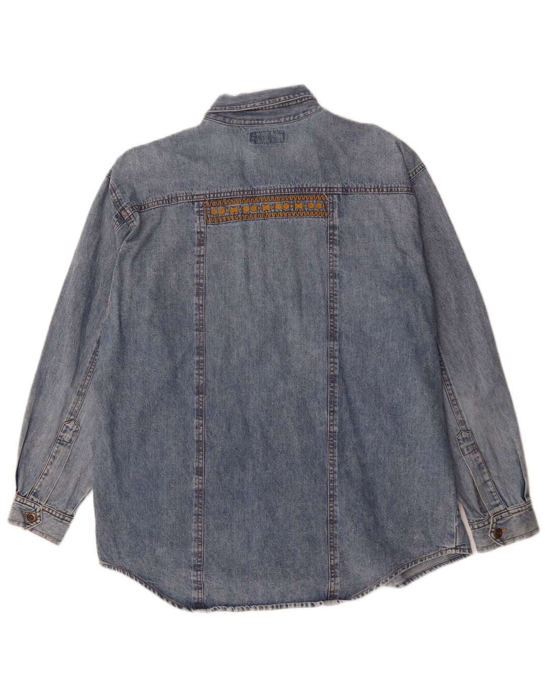 Camisa jeans masculina vintage grande azul
