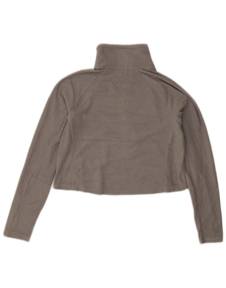 Suéter de lã feminino Columbia com decote e zíper UK 8 pequeno poliéster cinza