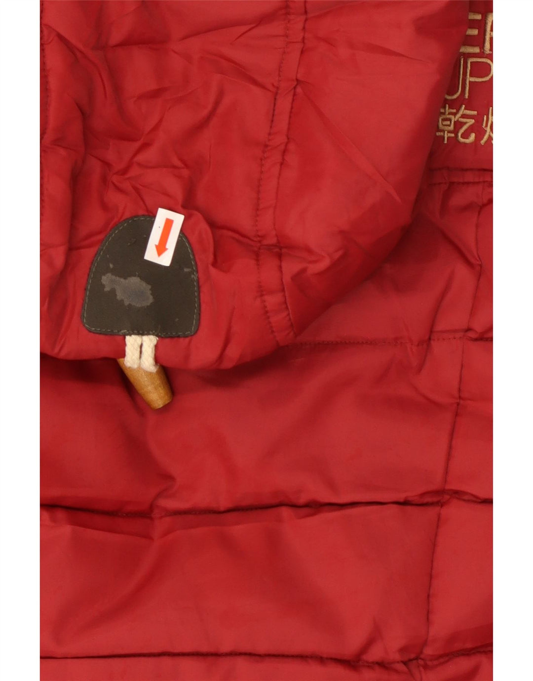 Colete acolchoado com capuz feminino SUPERDRY UK 10 pequeno poliéster vermelho