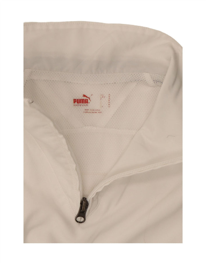 PUMA Mens Graphic Zip Neck Pulôver Treino Top Médio Branco