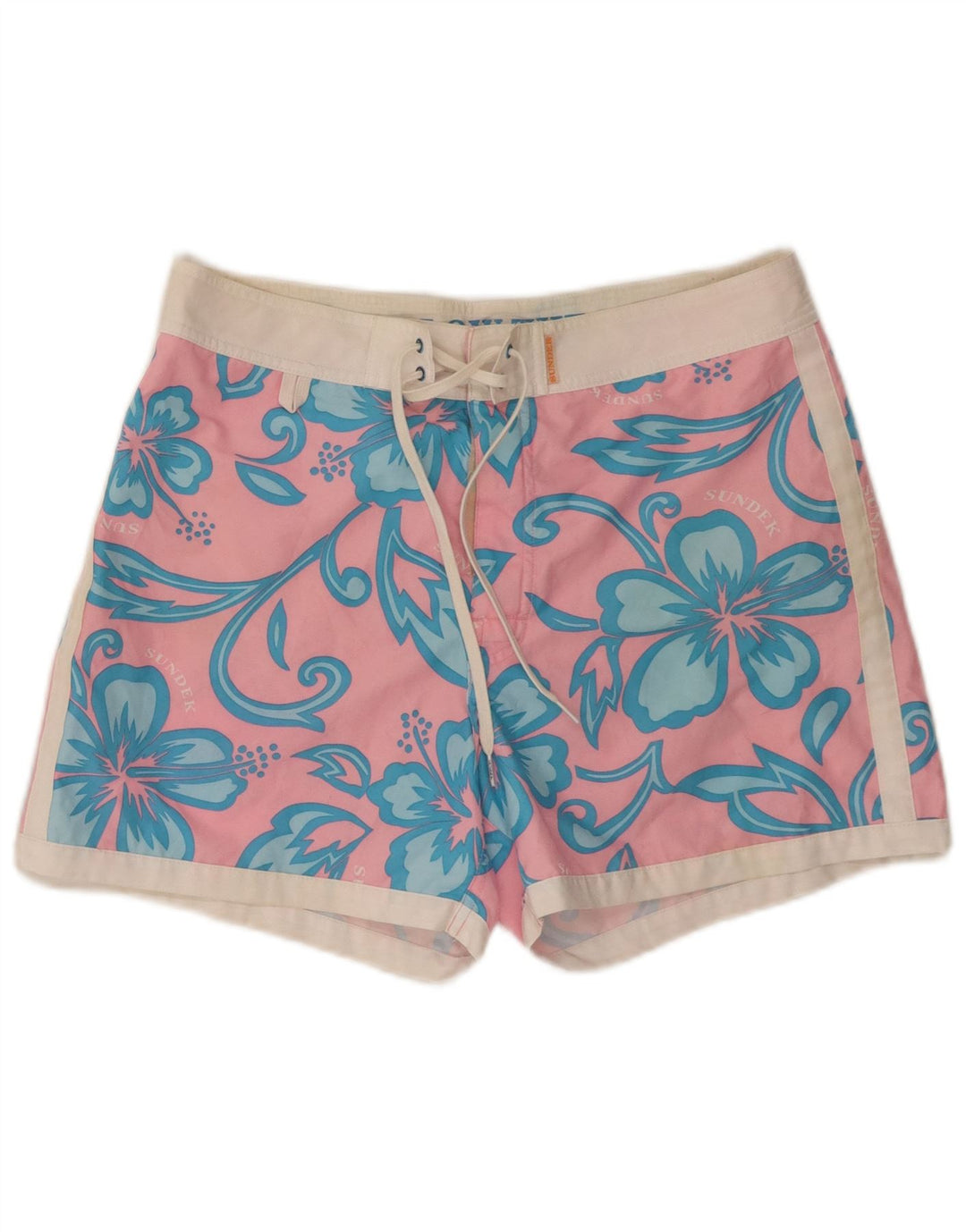 Shorts de natação masculino Sundek gráfico médio rosa floral poliéster