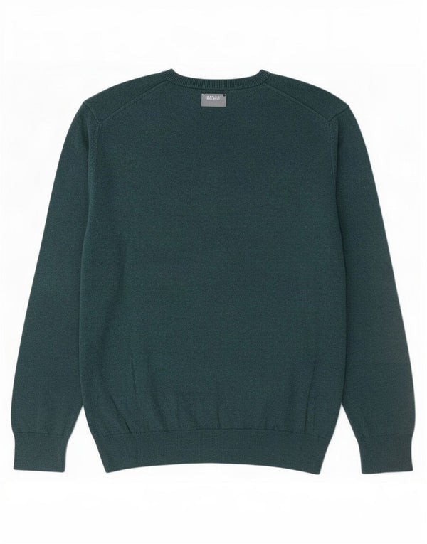 Marks & Spencer Mens V-Neck Jumper Sweater XL Green Cotton