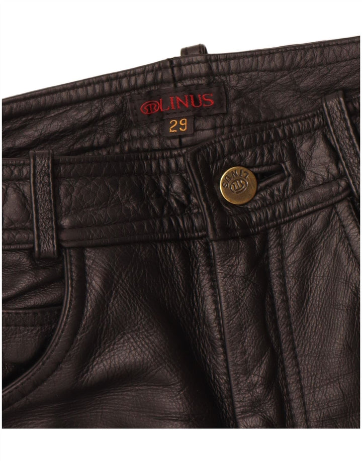 Calça feminina de couro slim Linus W29 L33 couro preto