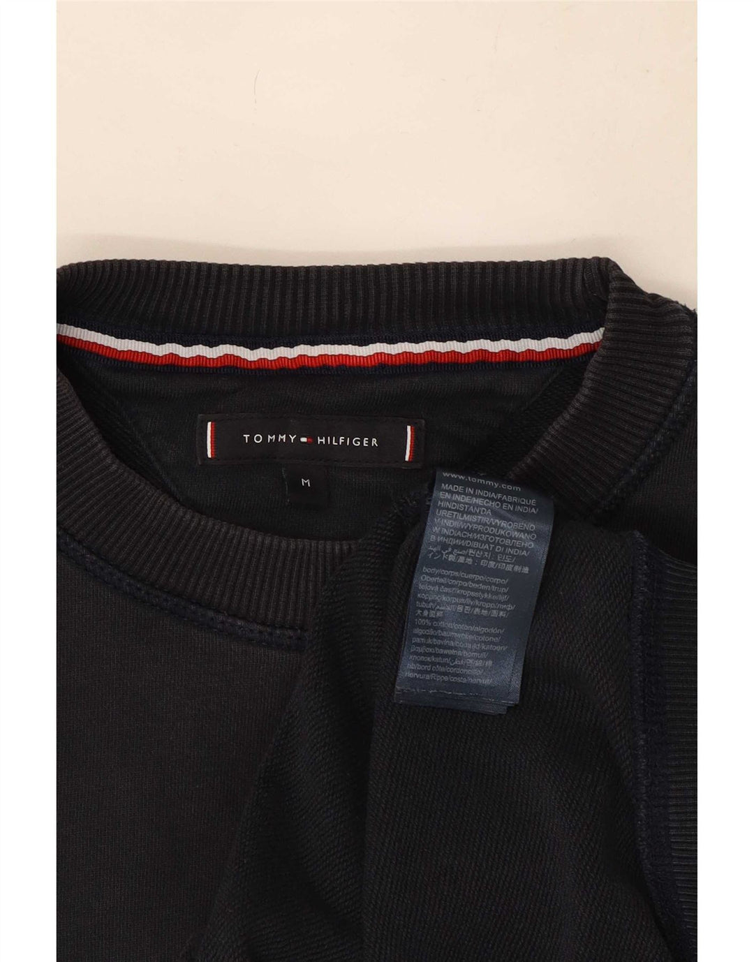 Tommy Hilfiger moletom gráfico masculino jumper médio azul marinho listrado
