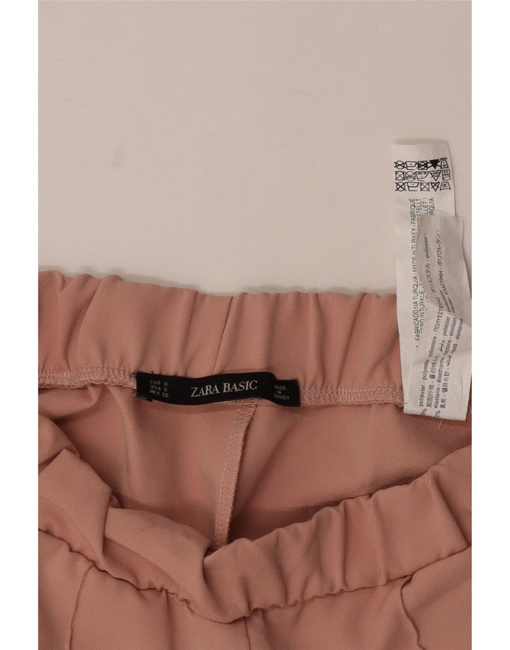 Calça chino reta feminina ZARA pequena W26 L25 rosa colorblock