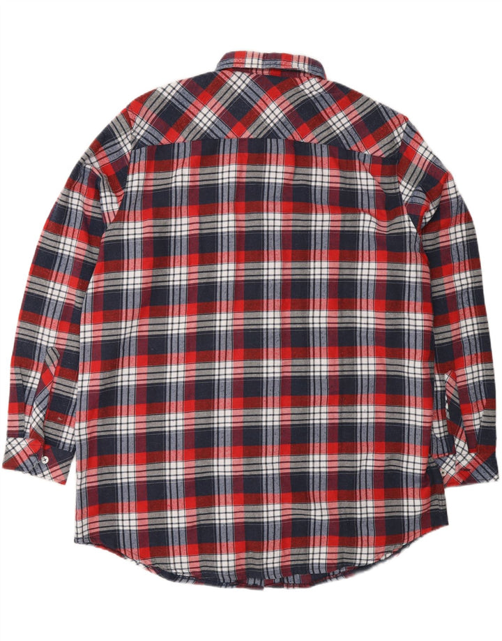 Camisa masculina de flanela REWARD Reino Unido 39/40 algodão xadrez vermelho médio