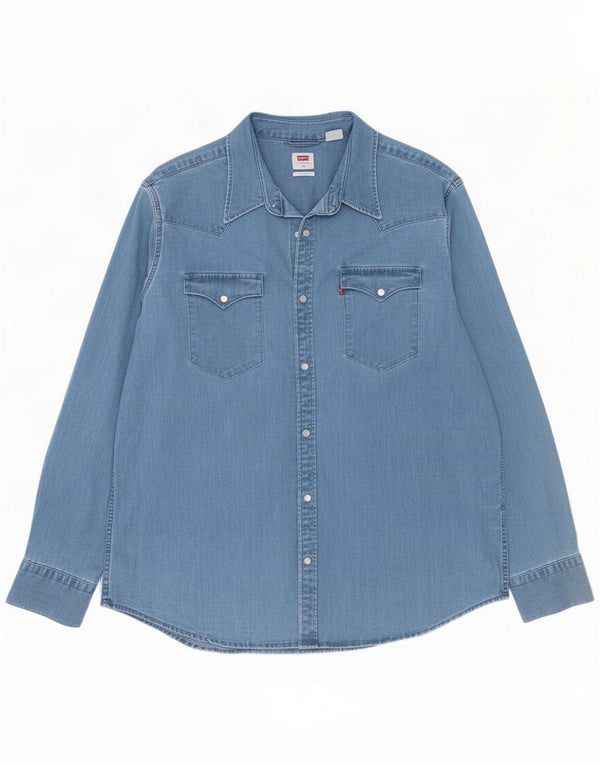 Levi's Camisa jeans masculina XL algodão azul