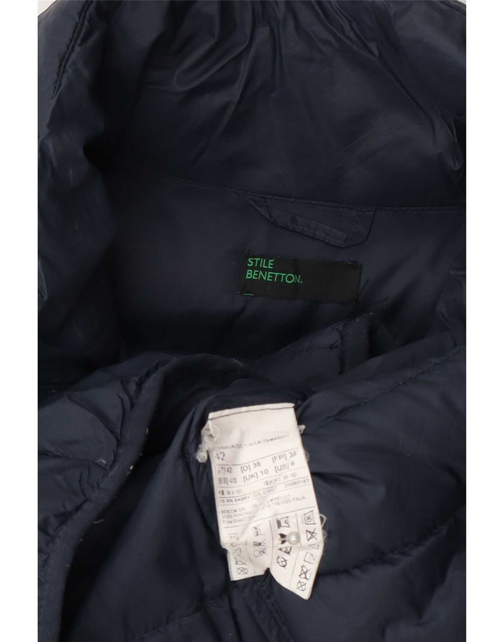 Jaqueta acolchoada feminina Benetton UK 10 pequena azul marinho