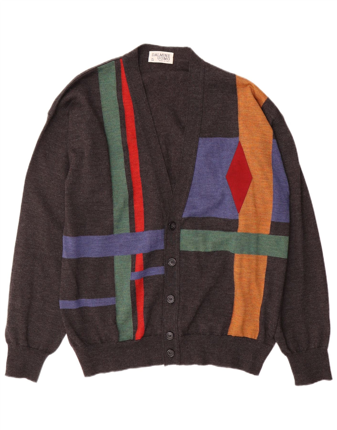 Suéter cardigã masculino DALMINE IT 54 XL cinza Argyle/lã diamante