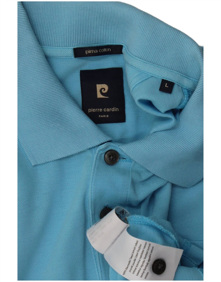 Camisa polo masculina PIERRE CARDIN grande algodão azul