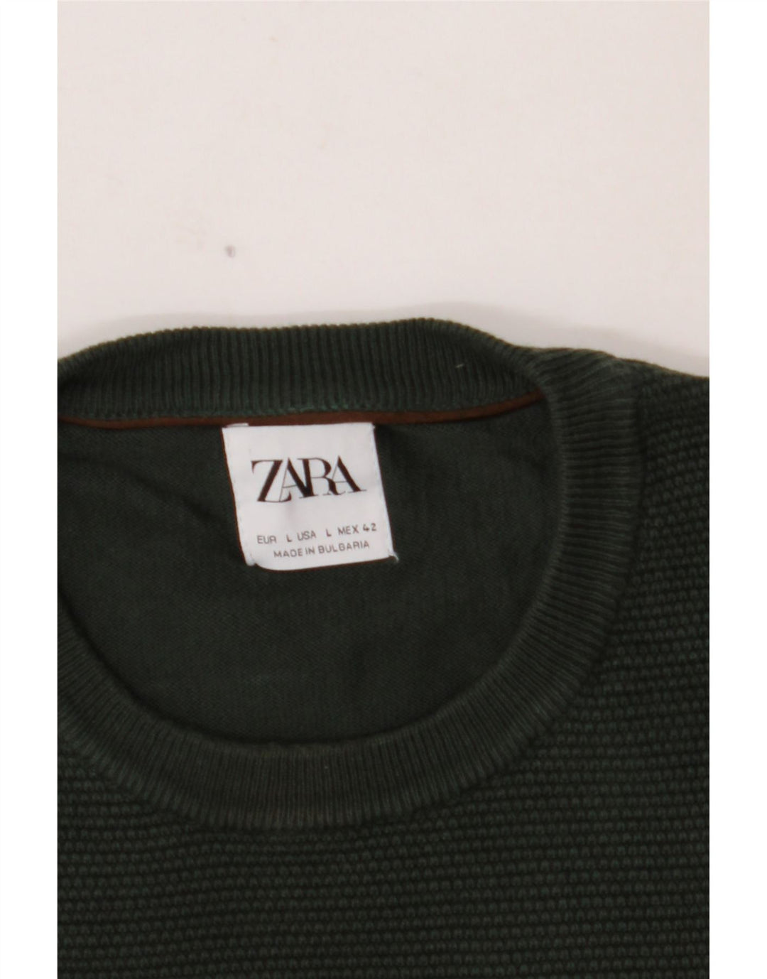 Suéter masculino ZARA com gola redonda grande verde