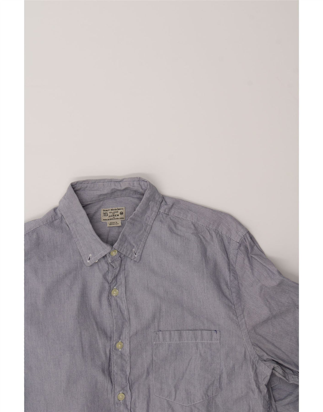J. CREW Mens Tailored Shirt Medium Blue Pinstripe Cotton Vintage J. Crew and Second-Hand J. Crew from Messina Hembry 