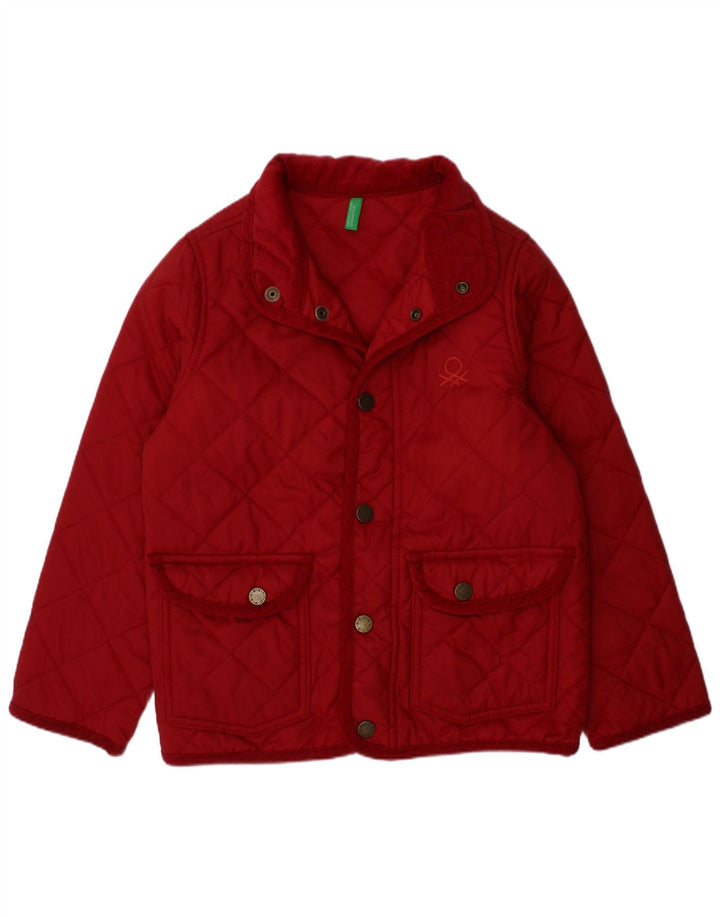 Casaco acolchoado Benetton para meninas 4-5 anos XS vermelho poliamida