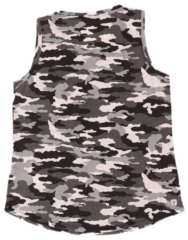 Colete gráfico feminino Freddy Top UK 12 algodão camuflado cinza médio