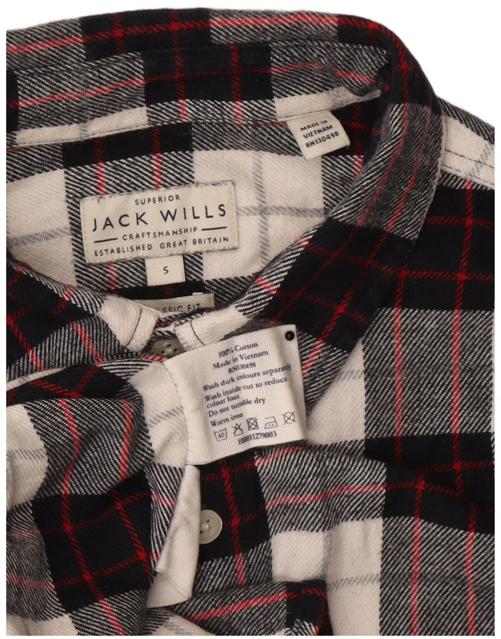 Camisa masculina de flanela Jack Wills Classic Fit pequena preta xadrez de algodão