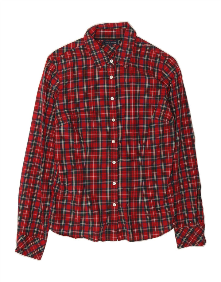 TOMMY HILFIGER Womens Shirt US 8 Medium Red Check Cotton Vintage Tommy Hilfiger and Second-Hand Tommy Hilfiger from Messina Hembry 