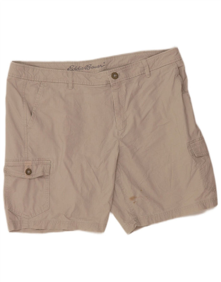 Shorts cargo feminino EDDIE BAUER US 16 2XL W38 algodão cinza