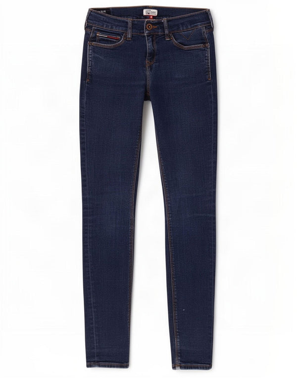Jeans skinny de cintura média feminino Tommy Hilfiger W25 L30 algodão azul marinho