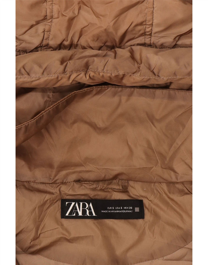 Casaco acolchoado com capuz grande Zara feminino Reino Unido 10 pequeno bege