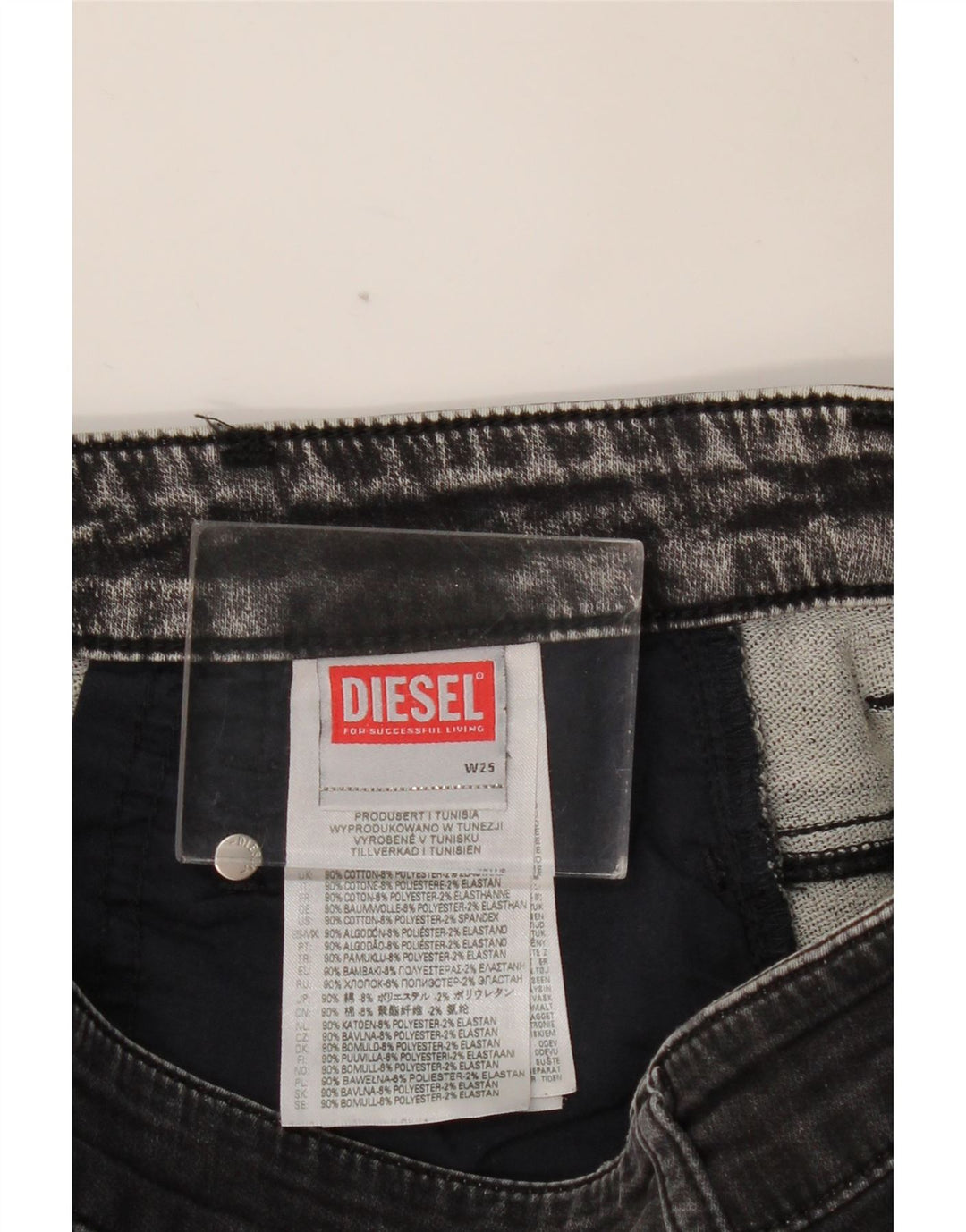 DIESEL Calça jeans feminina cropped W25 L24 algodão cinza