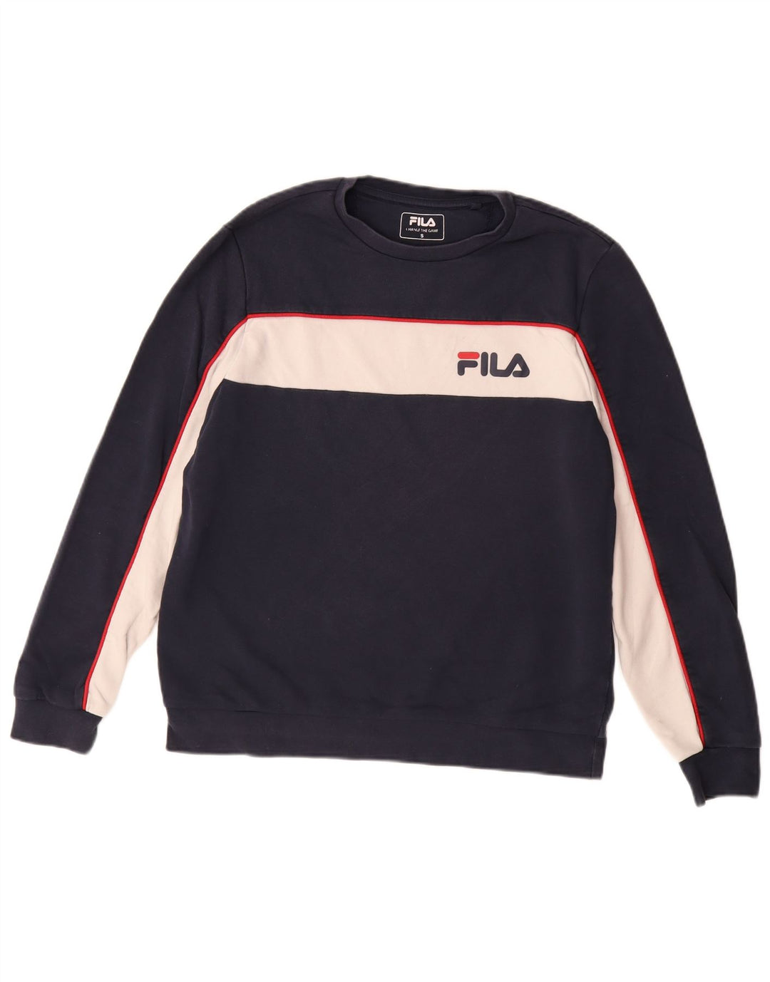 FILA Mens Sweatshirt Jumper Small Navy Blue Colourblock