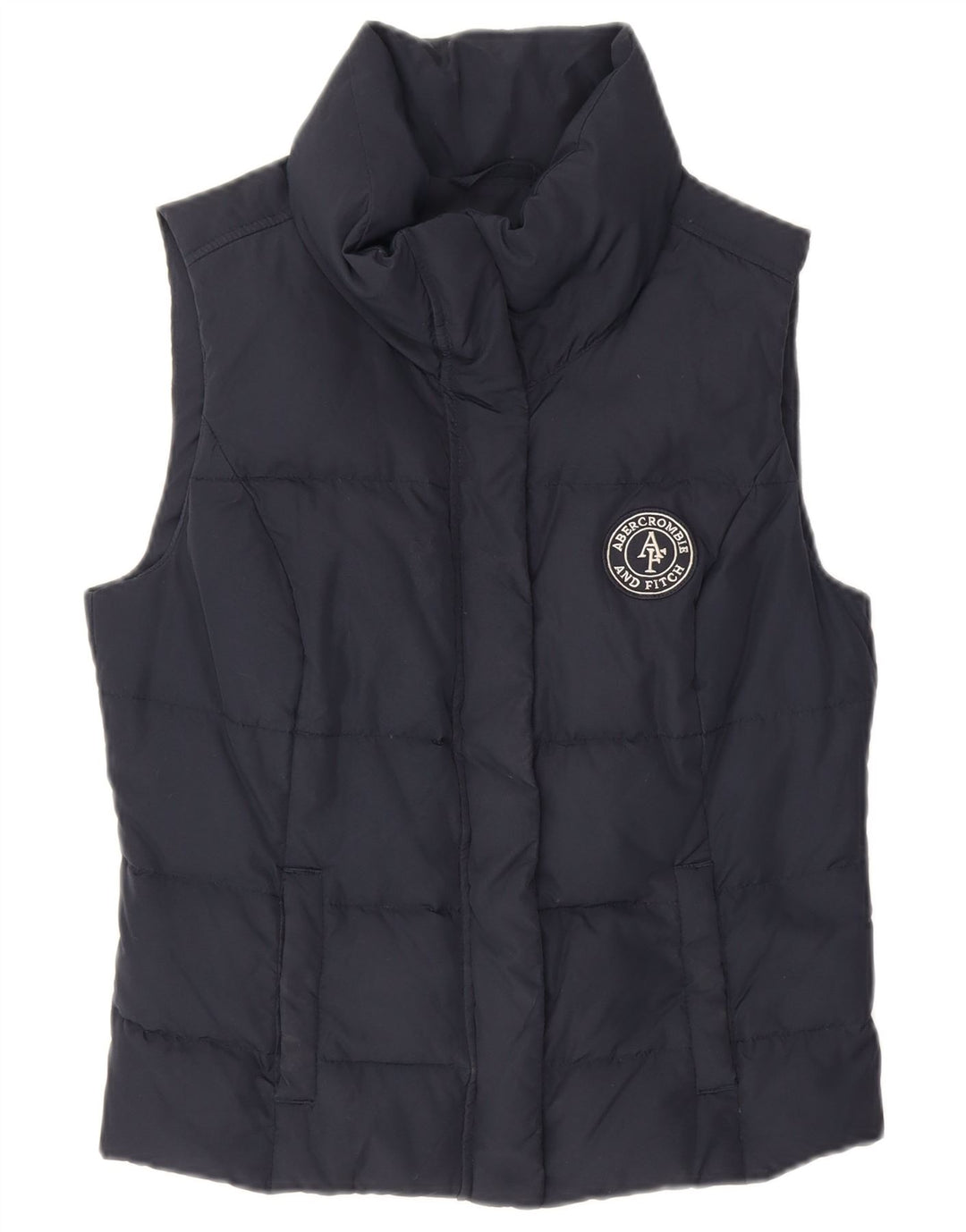 Colete acolchoado feminino Abercrombie & Fitch UK 12 poliéster azul marinho médio
