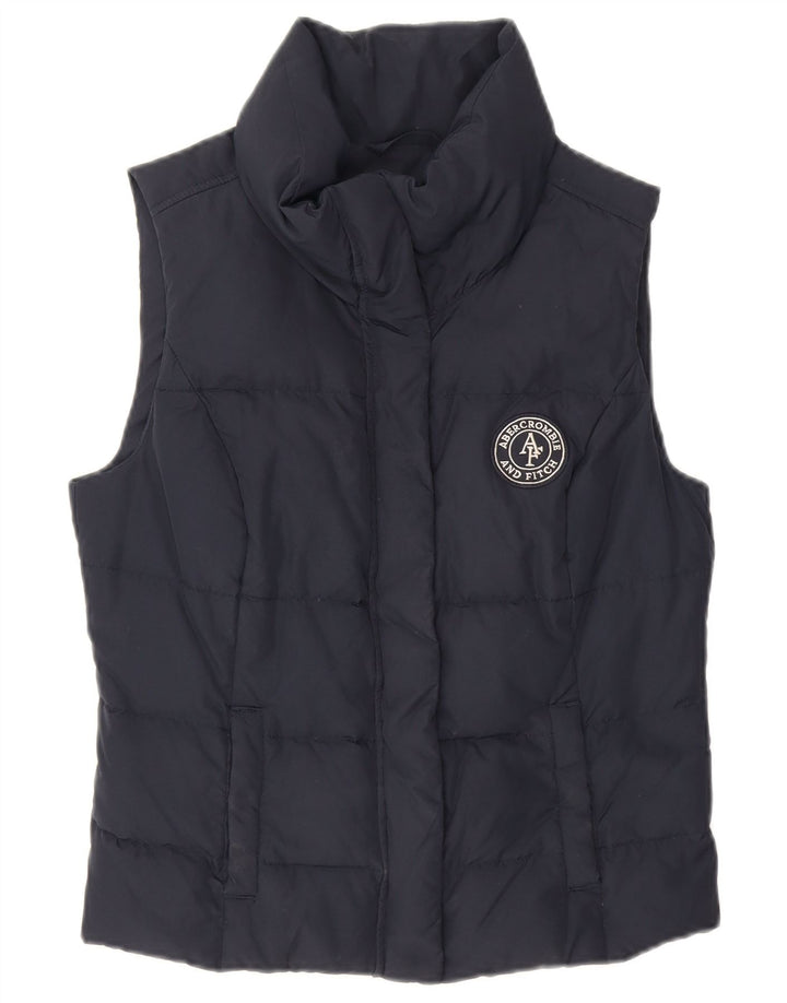 Colete acolchoado feminino Abercrombie & Fitch UK 12 poliéster azul marinho médio