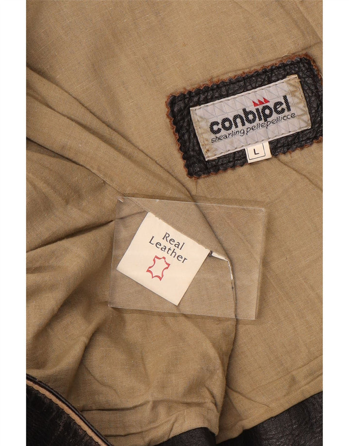 Colete masculino de couro Conbipel UK 40 grande couro marrom