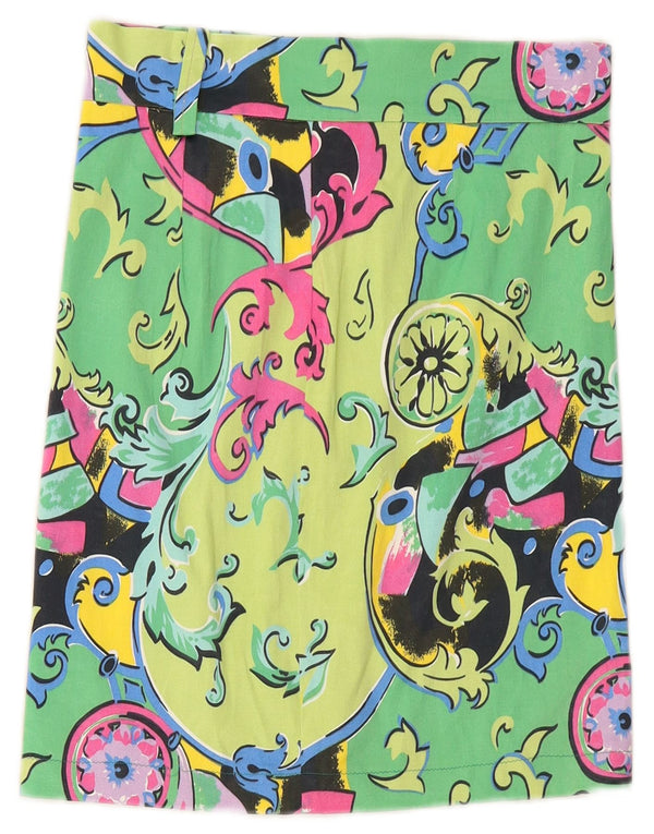 Saia reta feminina VINTAGE W26 pequena Paisley verde