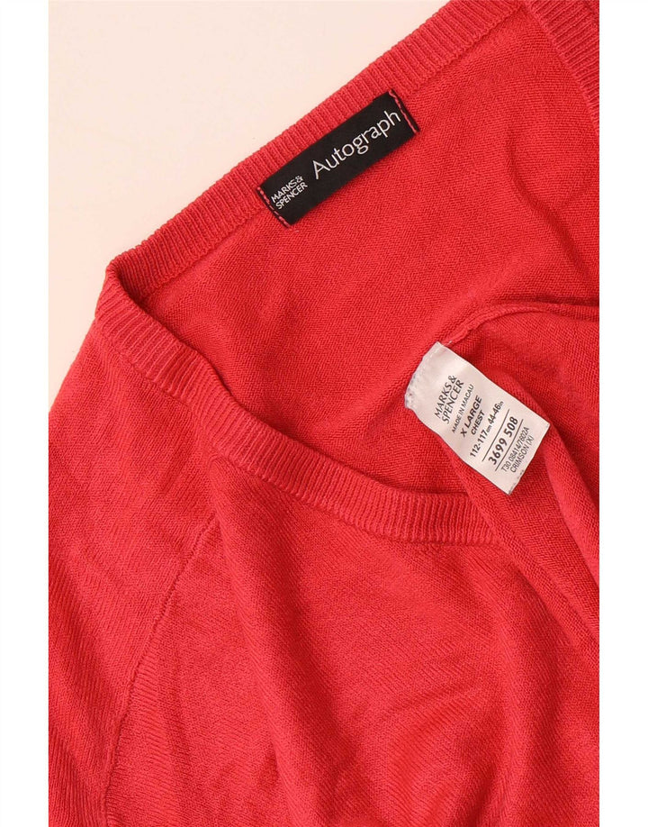 Suéter masculino Marks & Spencer Autograph com decote em V XL vermelho acrílico
