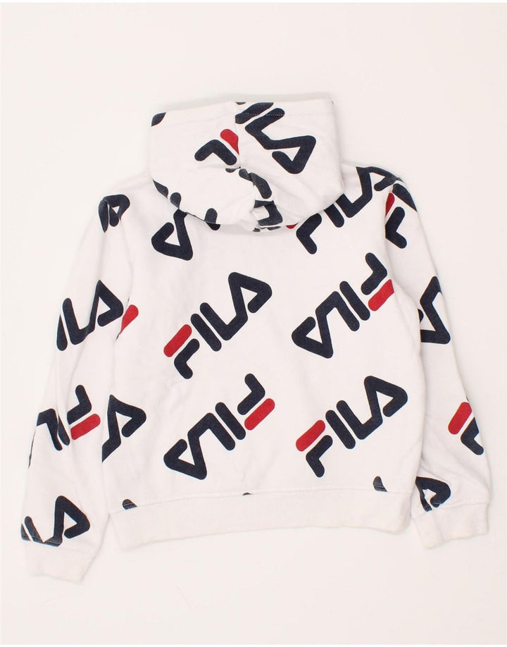 FILA Boys Graphic Hoodie Jumper 7-8 Years Medium White Cotton Vintage Fila and Second-Hand Fila from Messina Hembry 