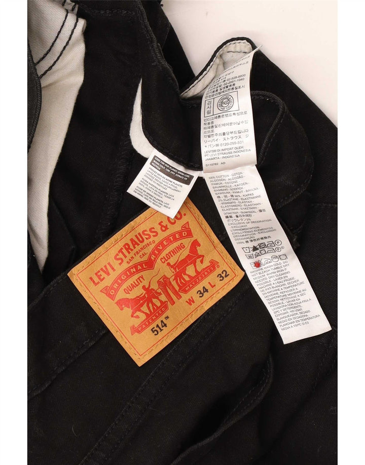 Jeans Levis 514 Straight Masculino W34 L32 Algodão Preto