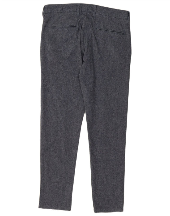 ZARA Mens Slim Suit Calças EU 38 Pequeno W30 L28 Poliéster Azul Marinho