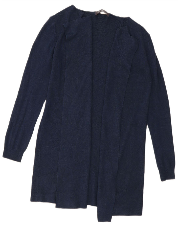 Suéter cardigã aberto feminino Marks & Spencer Longline Reino Unido 10 pequeno azul marinho