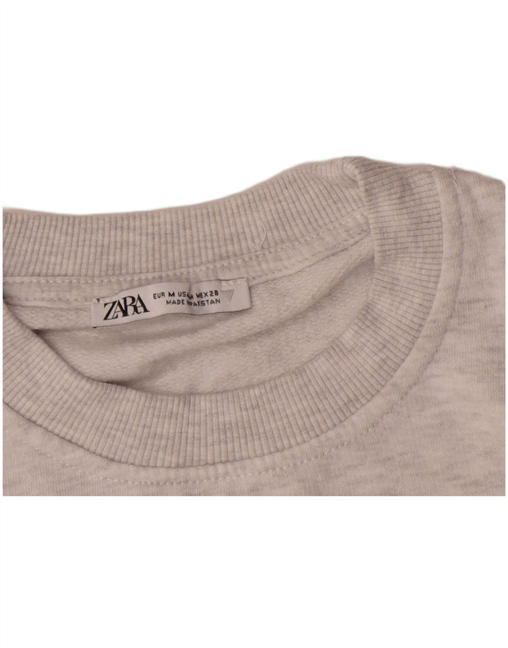 Zara Womens Crop Oversized Moletom Jumper Reino Unido 14 Médio Cinza