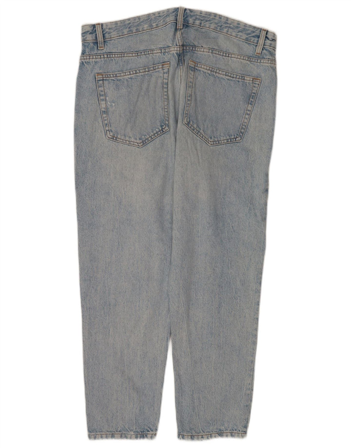Zara Calça jeans masculina cortada EU 44 grande W34 L25 azul algodão