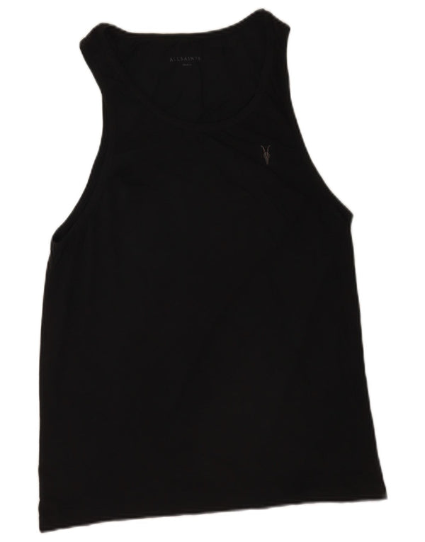 All Saints Mens Colete Top Pequeno Algodão Preto