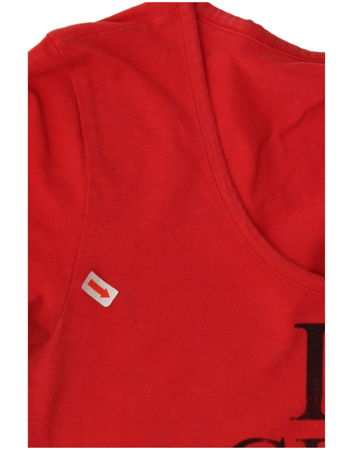 Camiseta feminina gráfica GUESS UK 12 algodão vermelho médio