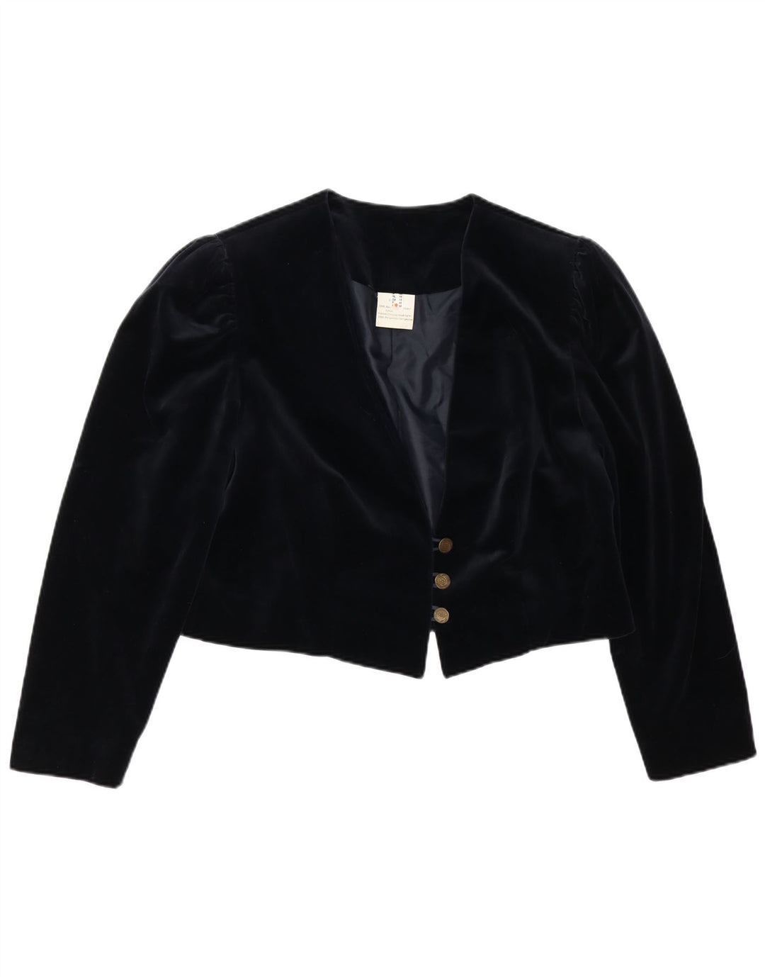 Jaqueta blazer feminina vintage de veludo com 3 botões Reino Unido 18 XL algodão preto