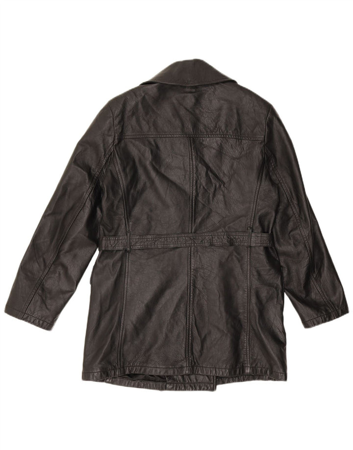 Casaco feminino VINTAGE de couro com peito duplo IT 44 couro preto médio