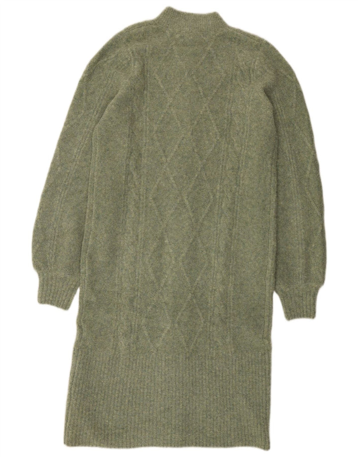 Suéter cardigã feminino Longline Marks & Spencer Reino Unido 10 pequeno verde