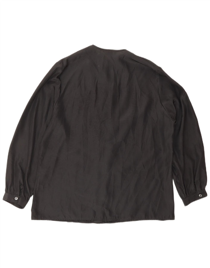 Blusa feminina VINTAGE IT 46 grande poliéster preto