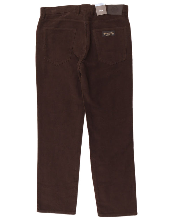 Calça masculina Marks & Spencer reta regular ajuste casual W34 L31 marrom