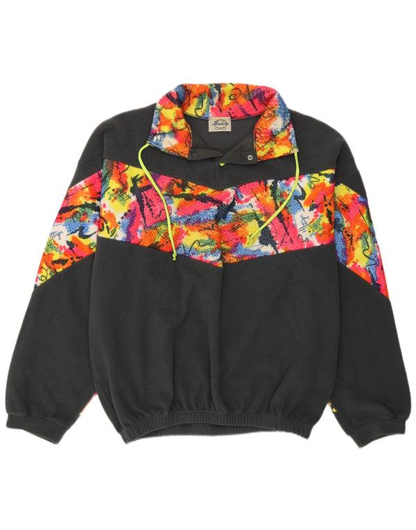 Jumper de lã masculino VINTAGE com decote em botão XL cinza Colourblock poliéster