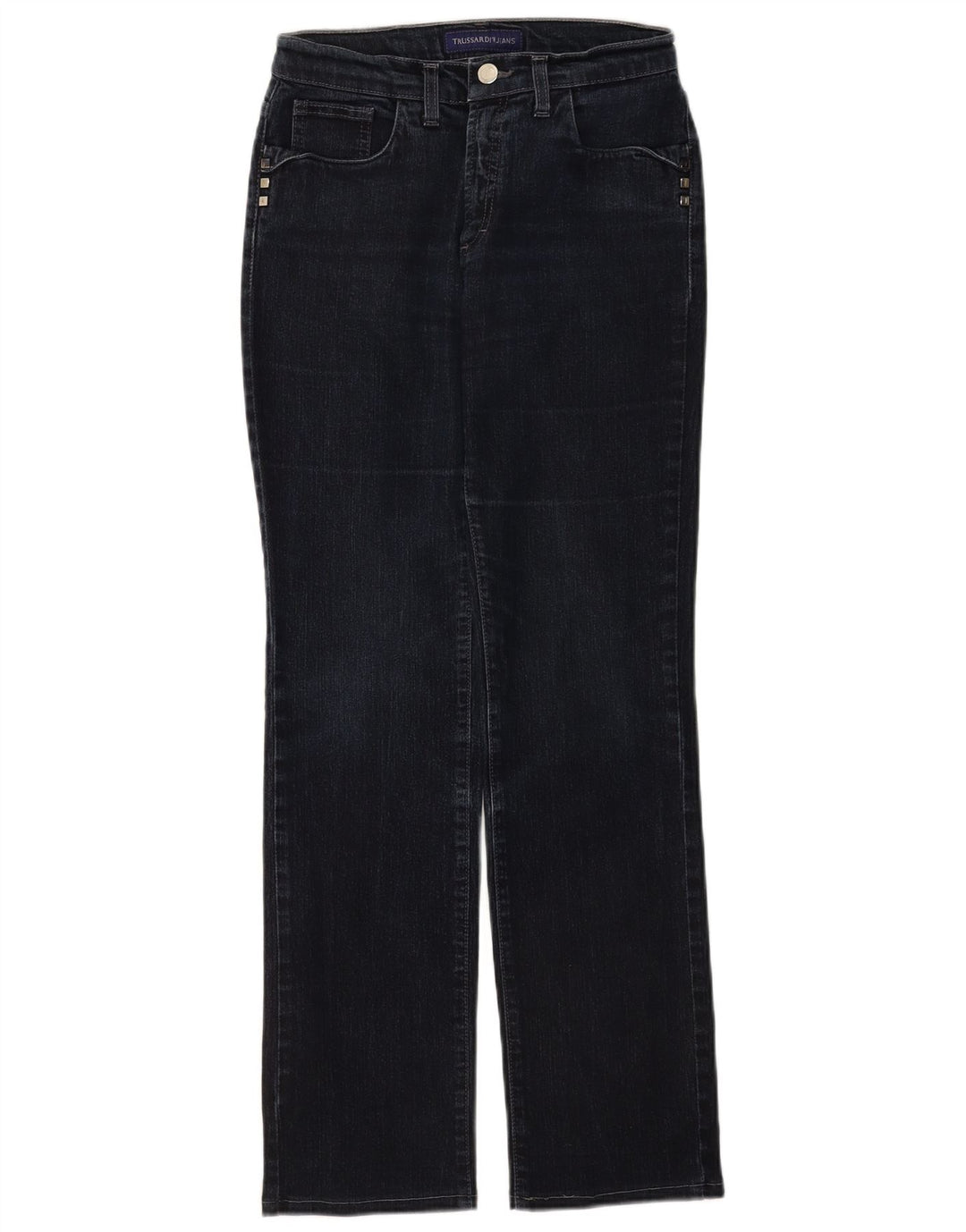 Jeans retos femininos Trussardi W26 L30 algodão azul marinho