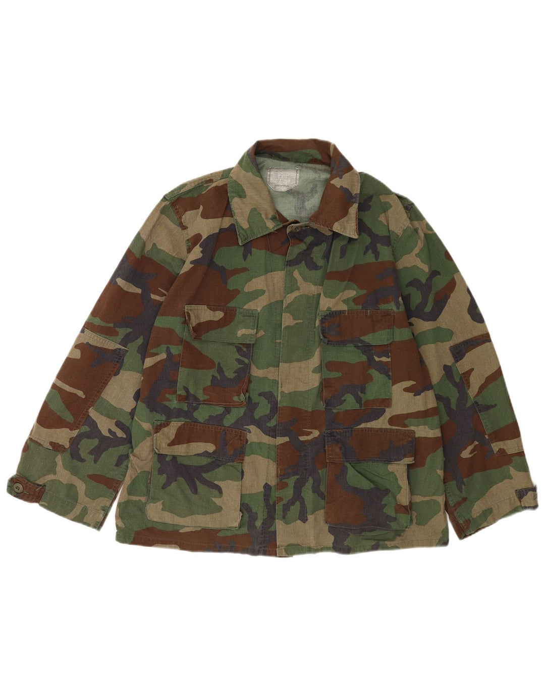 Camisa militar masculina vintage camuflagem cáqui média