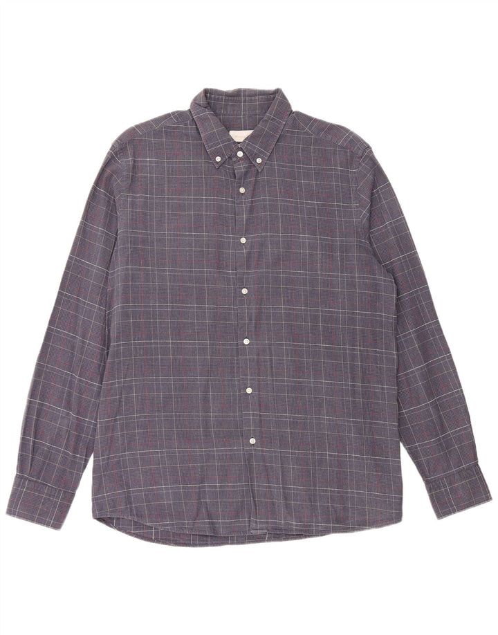 Camisa masculina MASSIMO DUTTI XL azul marinho algodão houndstooth