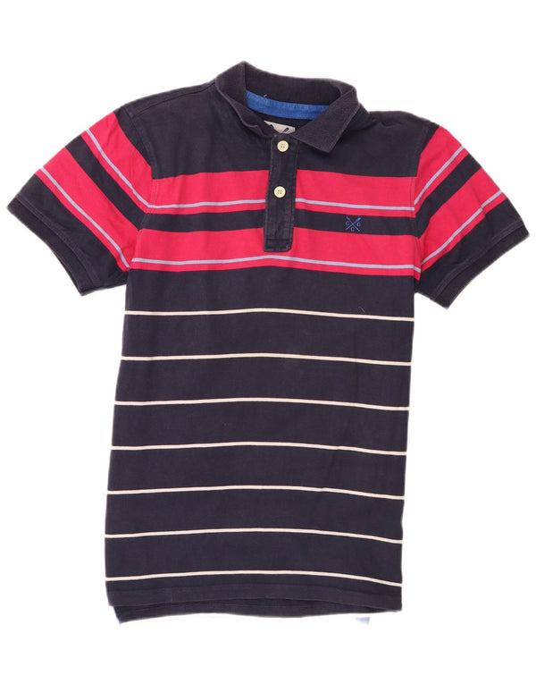 Camisa polo masculina Crew Clothing azul marinho médio algodão colorblock