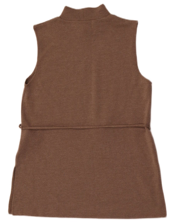 Colete feminino Zara UK 12 poliéster marrom médio