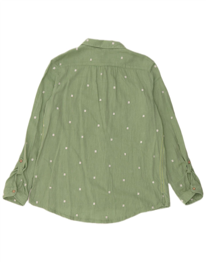 Camisa feminina WHITE STUFF UK 10 pequena verde manchada